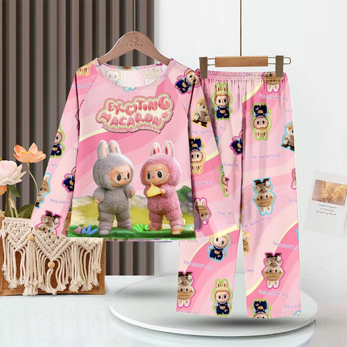 LABUBU Baby Pajama Set - "Exciting Macaron" Milk Silk Sleepwear