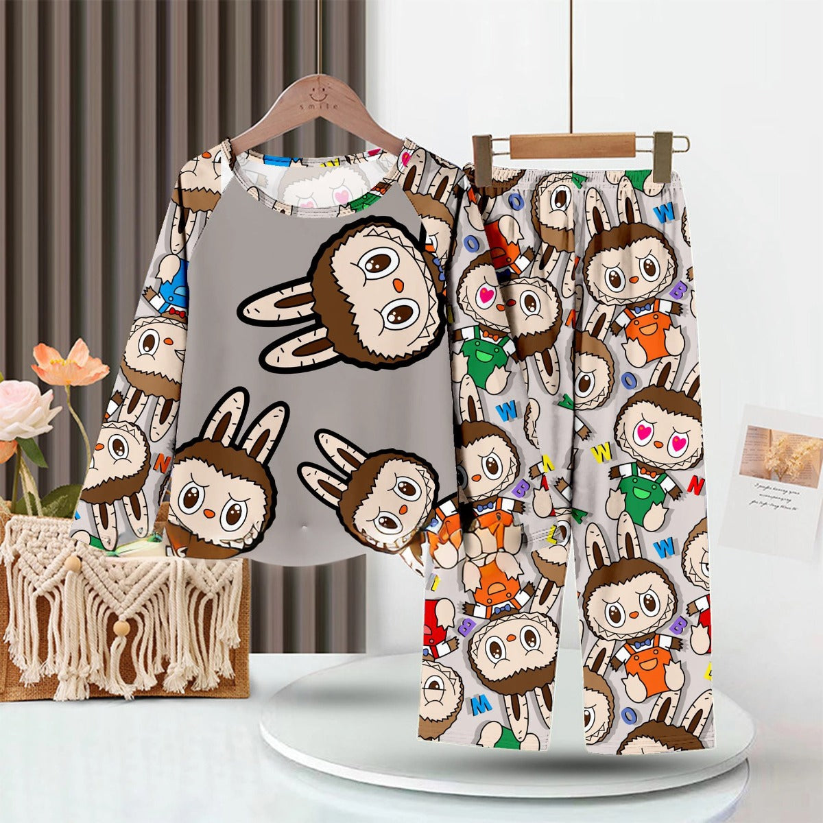 LABUBU Baby Pajama Set - Colorful Cartoon Milk Silk Sleepwear