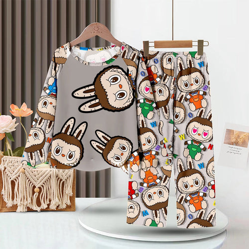 LABUBU Baby Pajama Set - Colorful Cartoon Milk Silk Sleepwear