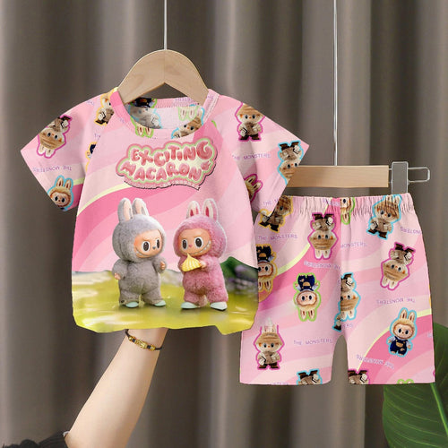 LABUBU Baby Pajama Set - "Exciting Macaron" Milk Silk Sleepwear