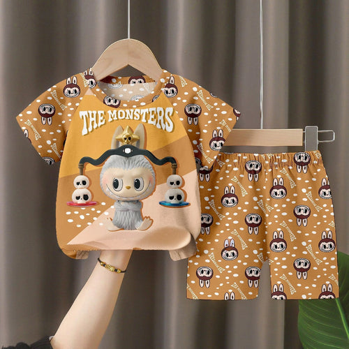 LABUBU Baby Pajama Set - "The Monsters" Milk Silk Sleepwear